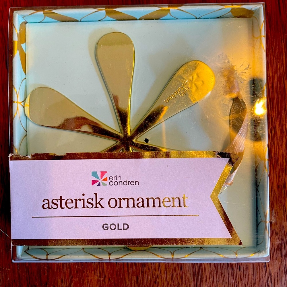 Erin Condren Asterisk Ornament in Gold. New in Box. Cool 4 the Holiday Season.